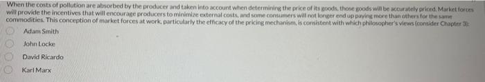 When the costs of pollution are absorbed by the