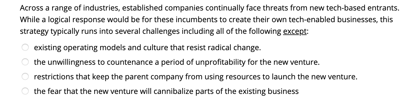 Across a range of industries, established