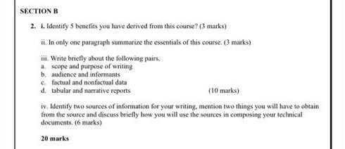 2. I. Identify 5 benefits you have derived fron