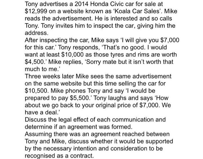 Tony advertises a 2014 Honda Civic car for sale