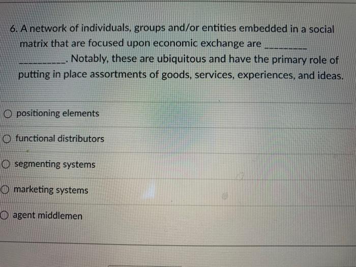 6. A network of individuals, groups and/or