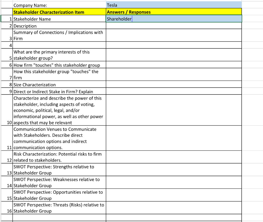 please analyze this shareholder as a stakeholder