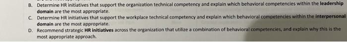 Behavorial Competencies B. Determine HR