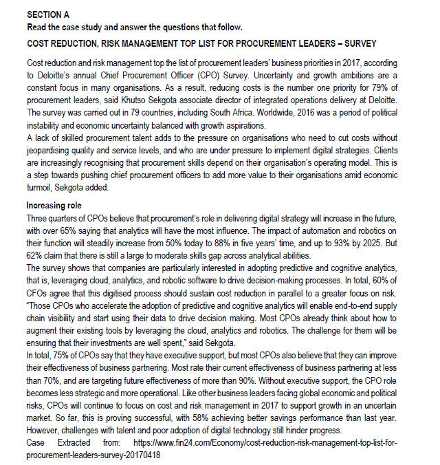 THERE ARE 2 QUESTIONS Procurement and Supply