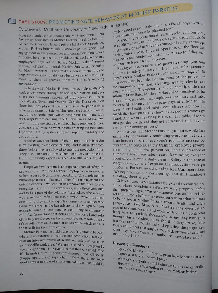 Discussion Questions 1. Apply the MARS model to