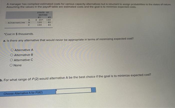PLEASE SHOW WORK A manager has compiled estimated