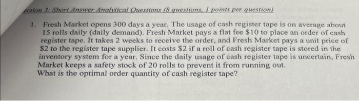 crion 3. Short Answer Analytical Questions (8