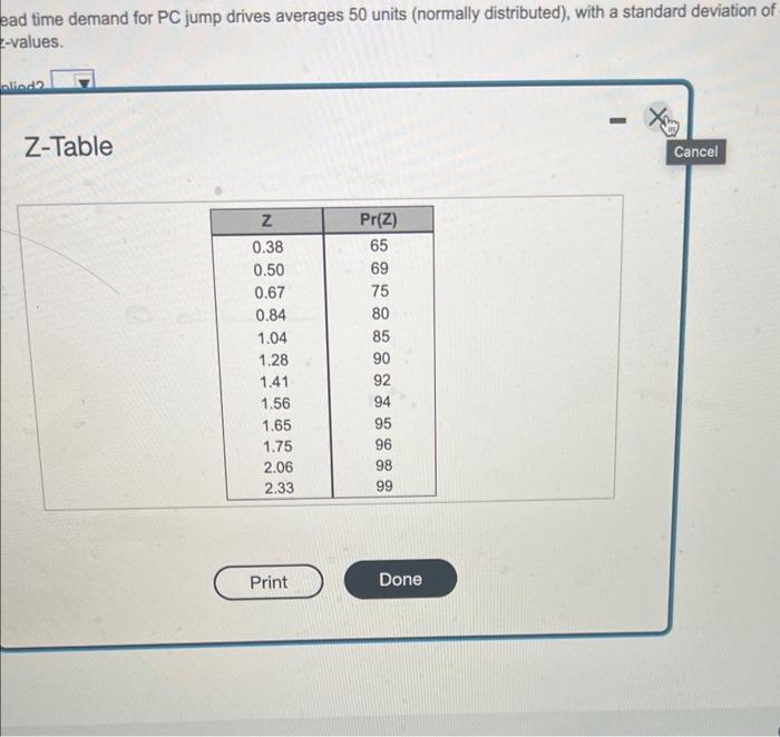 ead time demand for PC jump drives averages 50