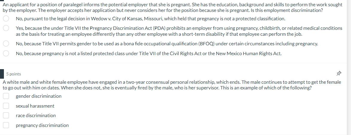 An applicant for a position of paralegel informs