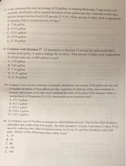 need some help with these 4 questions 37. A dry