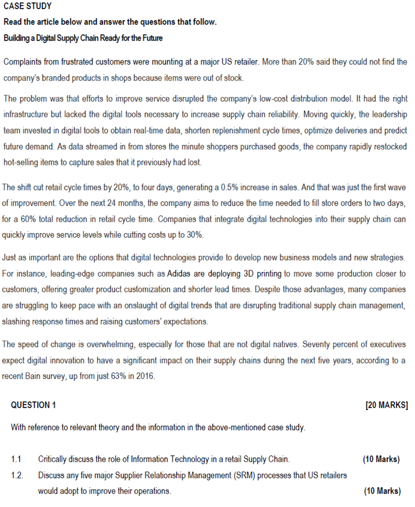 CASE STUDY Read the article below and answer the