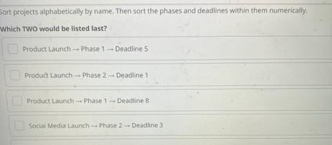 Which ones will appear last? ort projects