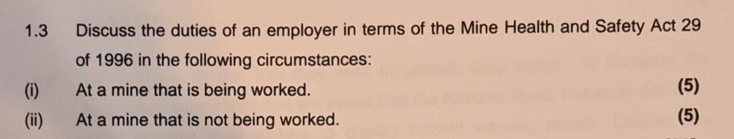 please answer the questions 1.3 Discuss the