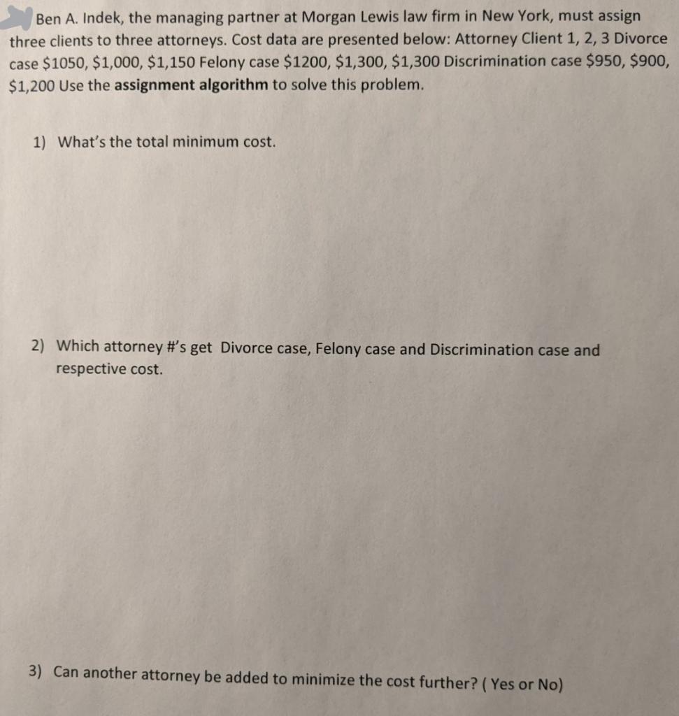 Ben A. Indek, the managing partner at Morgan