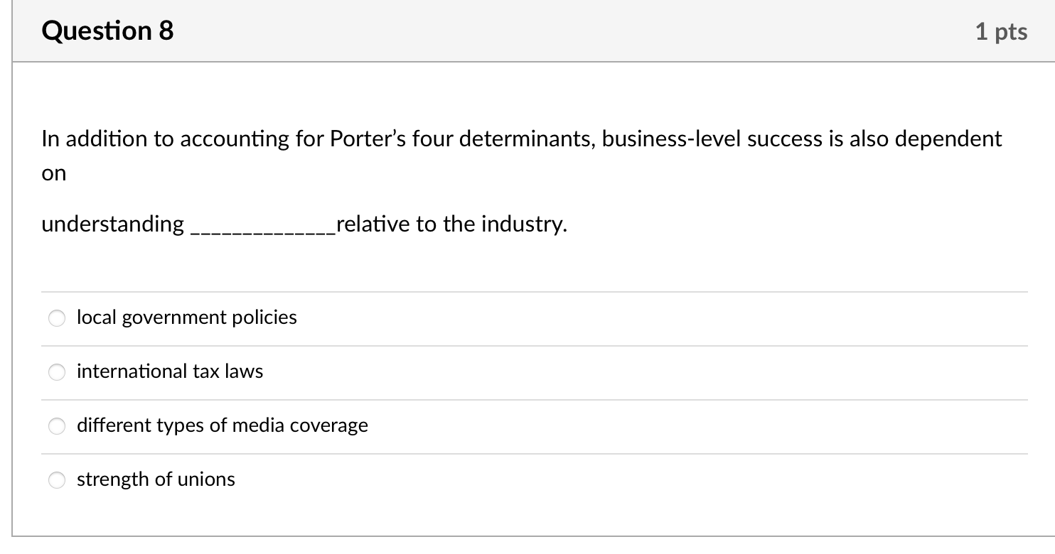 Question 8 1 pts In addition to accounting for