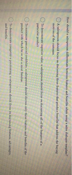 How should a salesperson differentiate between