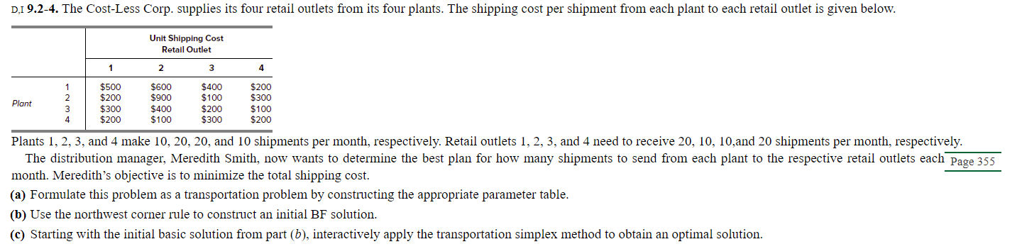 D.1 9.2-4. The Cost-Less Corp. supplies its four