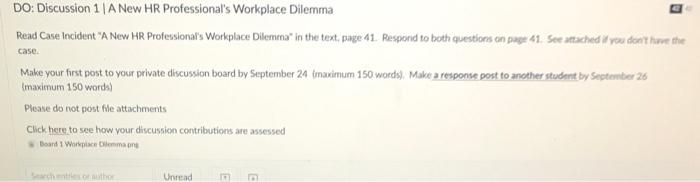 case DO: Discussion 11 A New HR Professional's