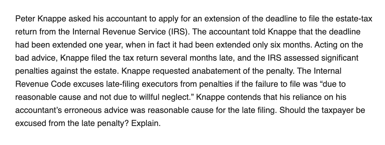 Peter Knappe asked his accountant to apply for an