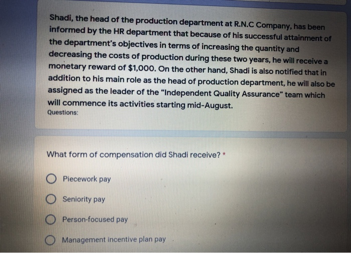 Shadi, the head of the production department at