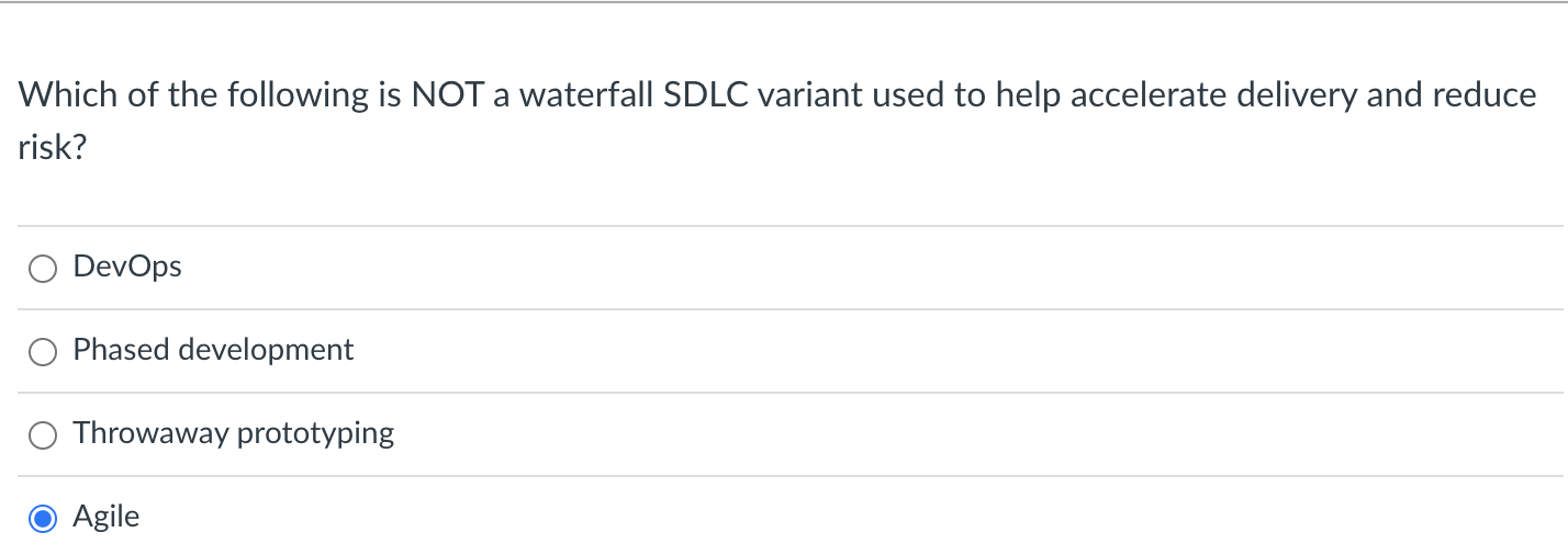 Which of the following is NOT a waterfall SDLC