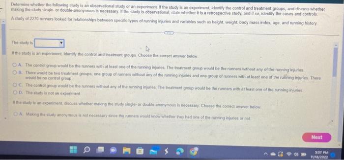 Determine whether the following stucy is an