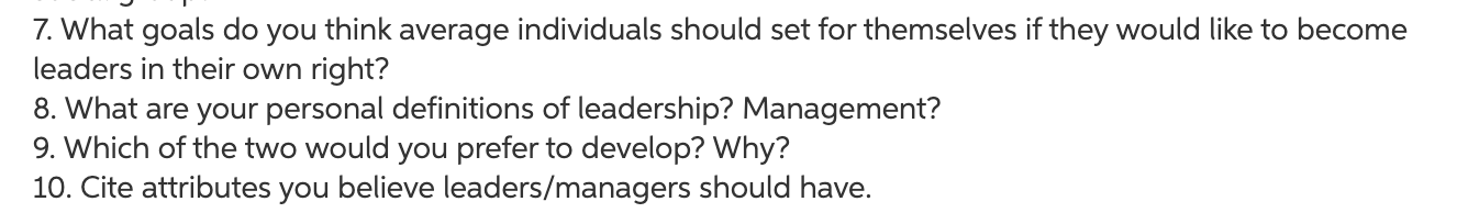7. What goals do you think average individuals