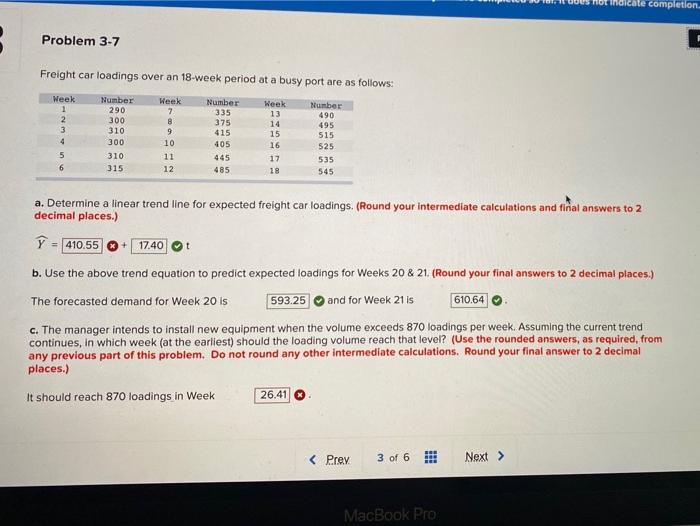 UUS Hot Indicale completion Problem 3-7 Freight