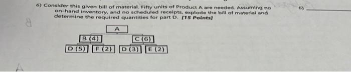 6) Consider this given bill of material. Fifty