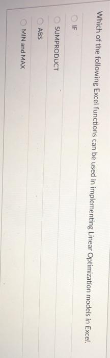 Which of the following Excel functions can be