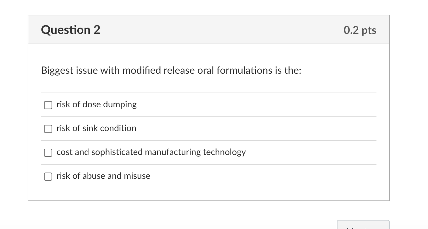 Biggest issue with modified release oral