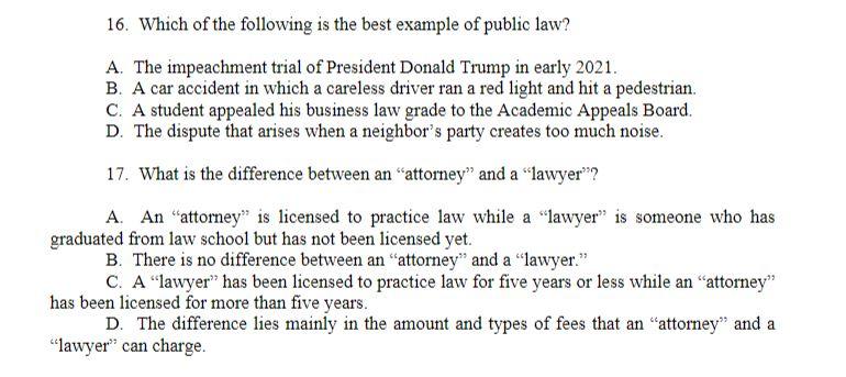 16. Which of the following is the best example of