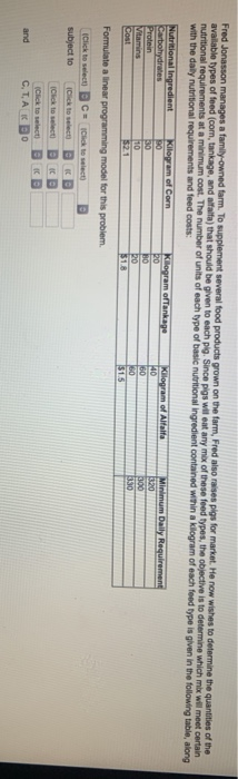 Fred Jonasson manages a family-owned farm. To