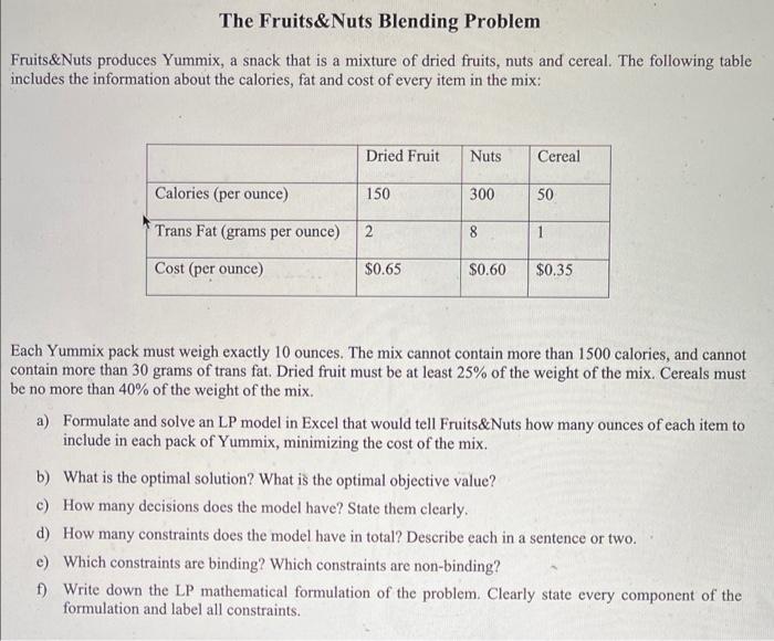 a) how many ounces of each item would be included