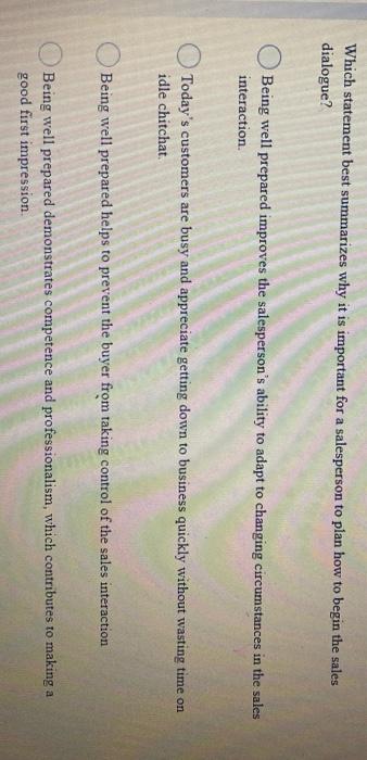 Which statement best summarizes why it is