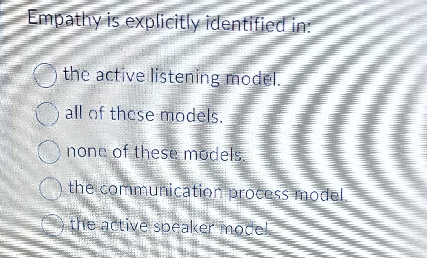 Empathy is explicitly identified in: the active