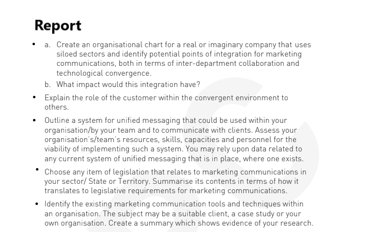 Report a. Create an organisational chart for a