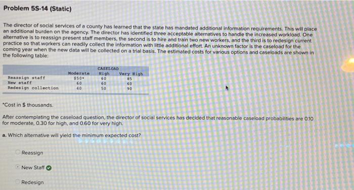 Problem 58-14 (Static) The director of social