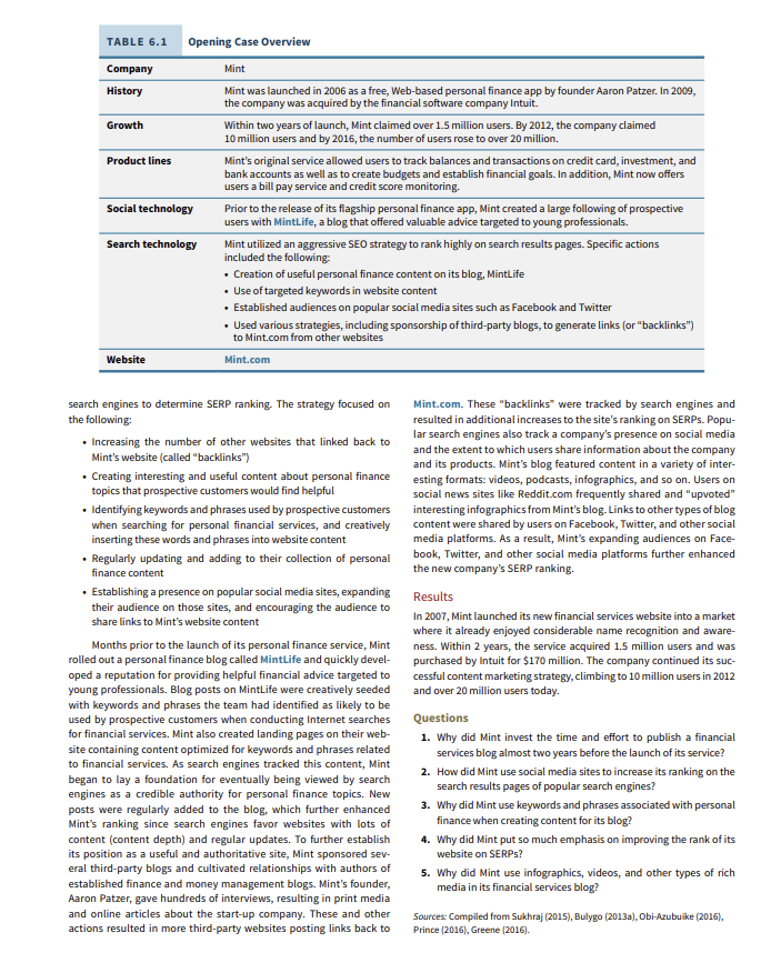 question: 1. Why did Mint invest the time and