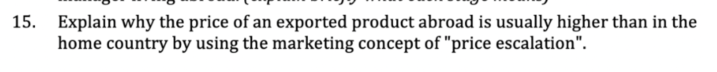 5. Explain why the price of an exported product