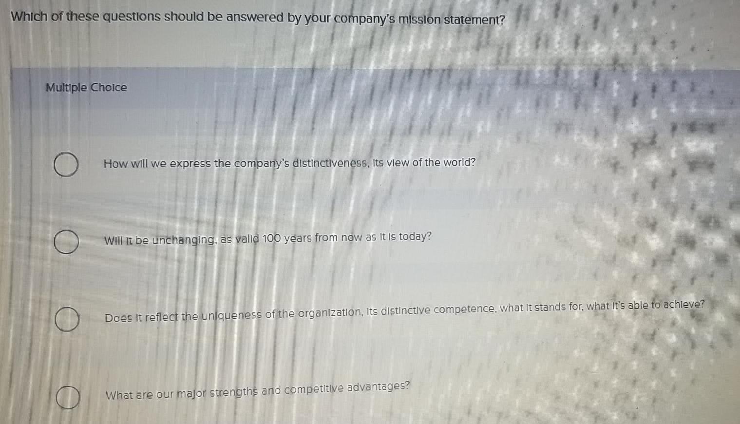 Which of these questions should be answered by