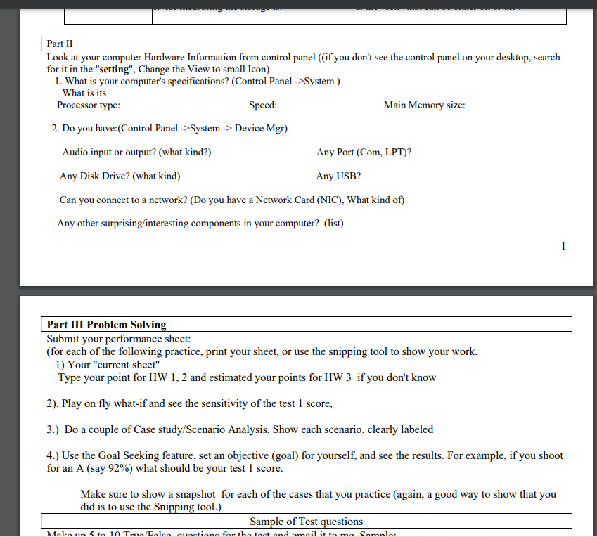 Part II Look at your computer Hardware