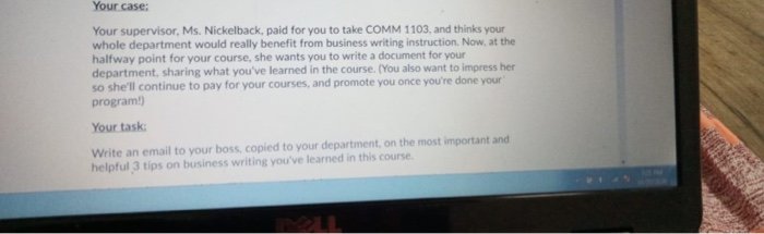 Your case: Your supervisor, Ms. Nickelback, paid