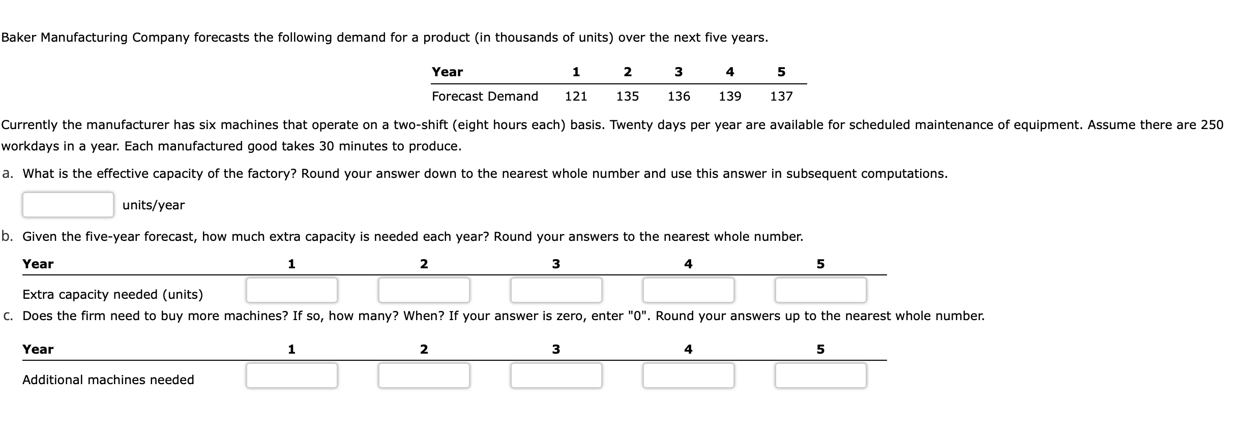 workdays in a year. Each manufactured good takes