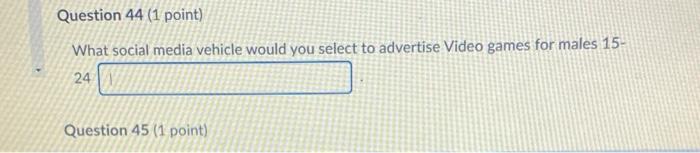 Question 44 (1 point) What social media vehicle