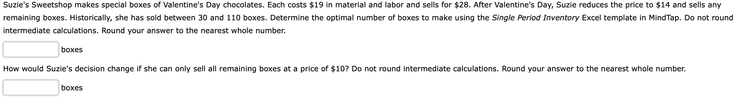 units intermediate calculations. Round your