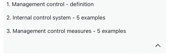 1. Management control - definition 2. Internal