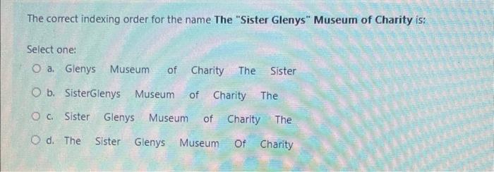 ARMA rule The correct indexing order for the name