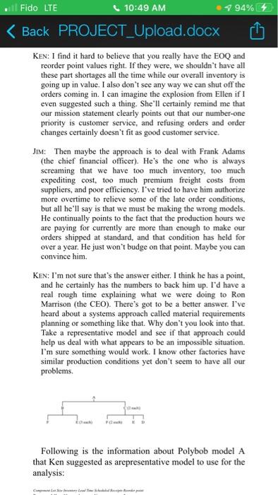 please send me answer and excel document 1 94%