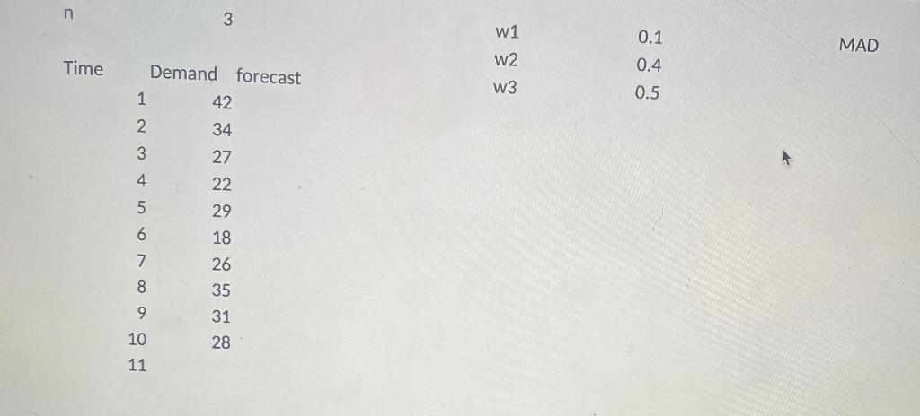 q: use the weighted moving average method to find